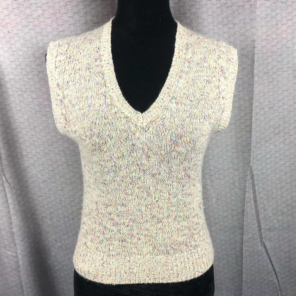 Casual Corner 90s Silk Blend Sweater Vest Cream S
